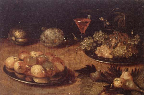 unknow artist Still life of Grapes and apples on pewter plates,figs,melons and a wine glass Sweden oil painting art